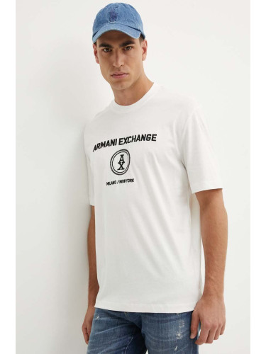 Памучна тениска Armani Exchange в бяло с апликация 6DZTLC ZJ9JZ