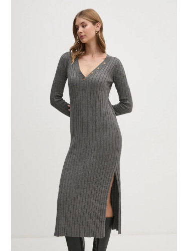 Рокля Pepe Jeans IZABEL DRESS в сиво среднодълга с кройка по тялото PL953586