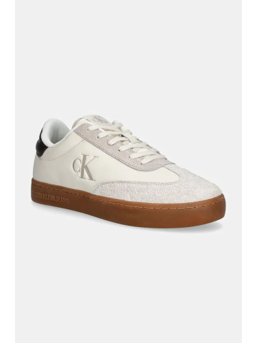 Кожени маратонки Calvin Klein Jeans CLASSIC CUPSOLE LOW в бежово YM0YM01272