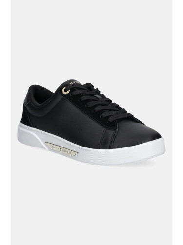 Кожени маратонки Tommy Hilfiger CHIC COURT SNEAKER в черно FW0FW08123