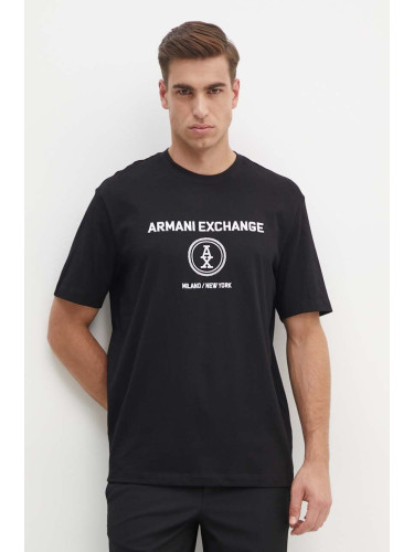 Памучна тениска Armani Exchange в черно с апликация 6DZTLC ZJ9JZ