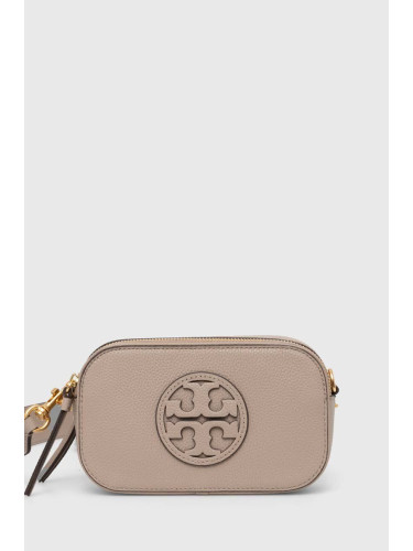 Кожена чанта Tory Burch Miller Mini в бежово 150153.200