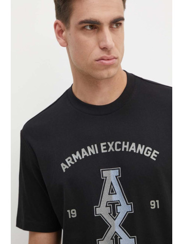 Памучна тениска Armani Exchange в черно с принт 6DZTLR ZJLFZ