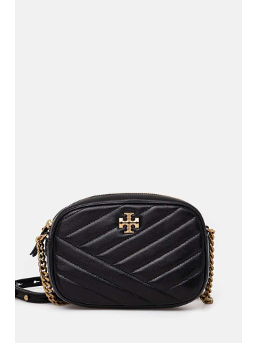 Кожена чанта Tory Burch Kira Chevron в черно 152353