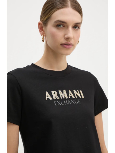 Памучна тениска Armani Exchange в черно 6DYT36 YJ7VZ