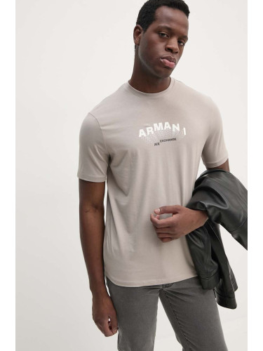 Тениска Armani Exchange в бежово с принт 6DZTHV ZJE6Z