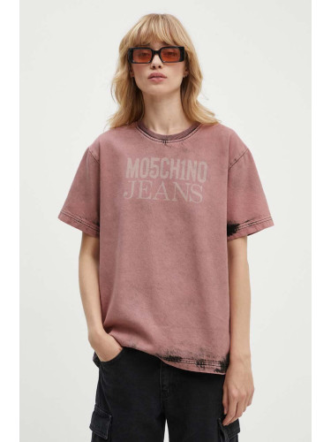 Дънкова тениска Moschino Jeans в розово 0212.8222