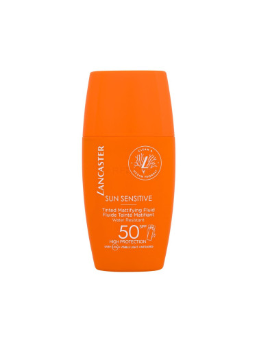 Lancaster Sun Sensitive Tinted Mattifying Fluid SPF50 Слънцезащитен продукт за лице за жени 30 ml увредена кутия