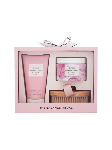 Victoria´s Secret Pomegranate & Lotus Balance Подаръчен комплект душ крем 236 ml + скраб за тяло 368 g + четка за тяло