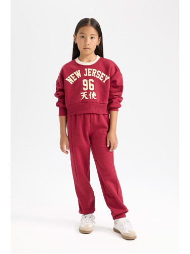 DEFACTO Girls 2 Piece Set Printed Thick Fabric Sweatshirt Top Elastic Waist Jogger Tracksuit Bottoms