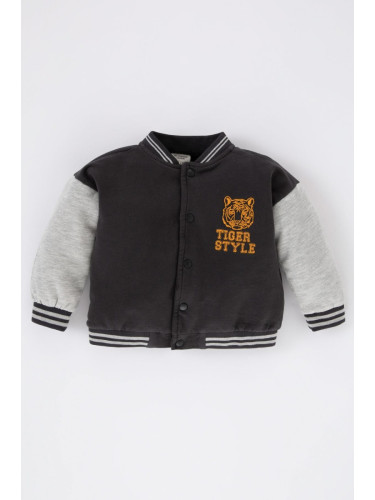 DEFACTO Baby Boy College Collar Printed Bomber Cardigan