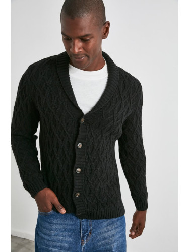 Trendyol Black Men's Shawl Collar Knitted Cardigan