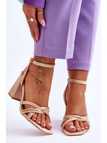 Boto Класически велурени сандали на ток, бежово Bernett