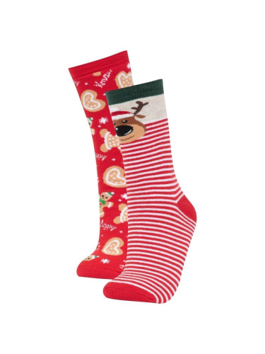 DEFACTO Women's New Year Themed Cotton 2-Piece Towel Socks