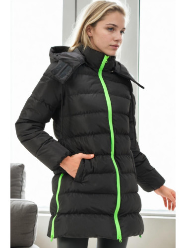 Z6770 DEWBERRY WOMEN'S COAT-BLACK-GREEN-2