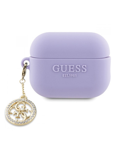 Калъф силиконов за Airpods Pro 2 слушалки Guess Silicone 4G Diamond Charm, Лилав