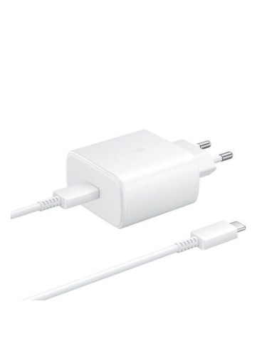 Оригинално зарядно устройство комплект Samsung EP-TA845 45W с кабел USB-C, 220V Super Fast Charging в плик, Бяло