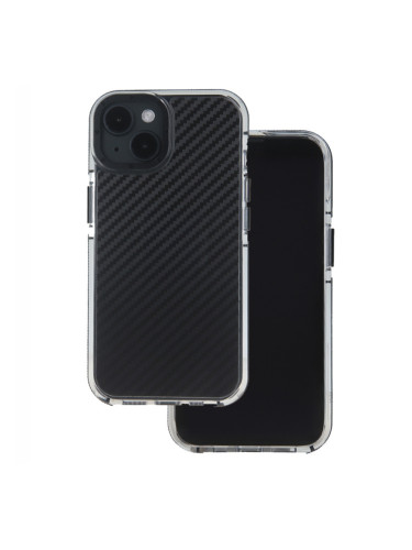 Силиконов кейс MBX Acrylic Carbon, За iPhone 15 (6.1), Черен