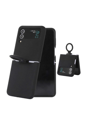 Силиконов кейс bSmart Silicone Cover с пръстен, За Samsung Galaxy Z Flip4 5G, Черен