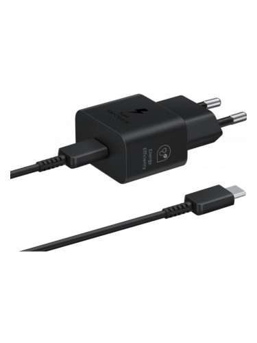 Оригинално зарядно устройство комплект Samsung EP-T2510XBEGEU, 25W, 3A, 1x USB-C, с USB-C кабел, Черно