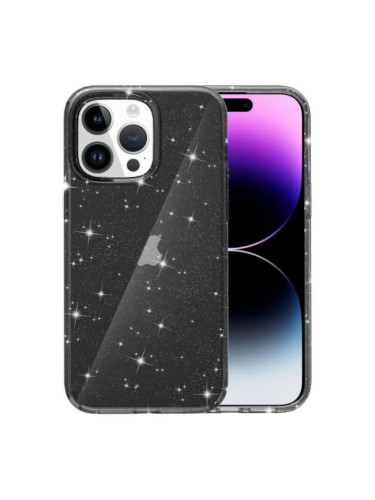 Силиконов кейс Shine 2 mm брокатен, За iPhone 16 Pro Max (6.9), Черен