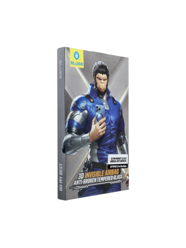 Стъклен протектор Blueo 5D Full Airbag Anti-broken с цяло лепило, За iPhone 15 Pro Max (6.7), Черен