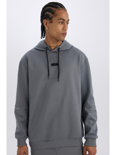 DeFactoFit Standard Fit Hooded Basic Plain Sportsman Sweatshirt