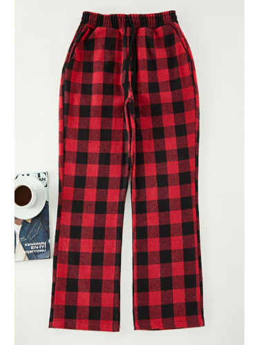 Trendyol Red Black Comfortable Plaid Woven Pajama Bottoms