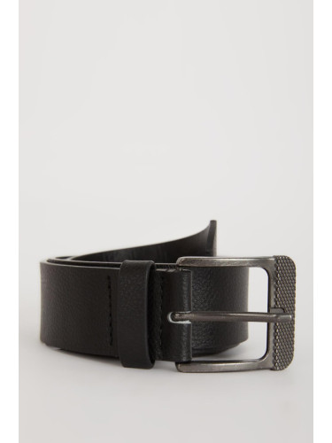 DEFACTO Men's Rectangular Buckle Faux Leather Jean Belt