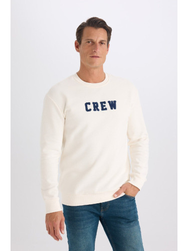 DEFACTO Relax Fit Crew Neck Embroidered Thick Sweatshirt