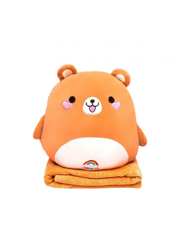 Плюшена възглавничка мече, 40 см + одеалце