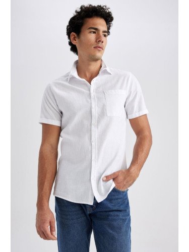 DEFACTO Slim Fit Basic Short Sleeve 100% Cotton Shirt