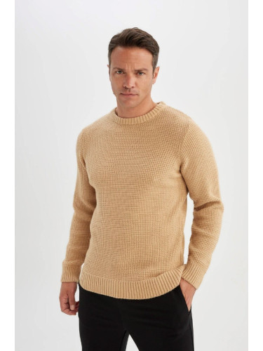 DEFACTO Standard Fit Regular Cut Crew Neck Basic Plain Knitwear Sweater