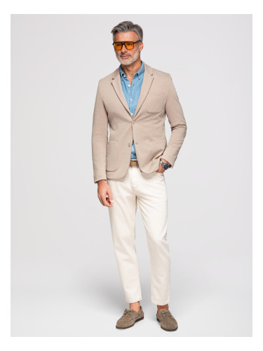 Ombre Elegant fitted men's structured knit blazer - beige