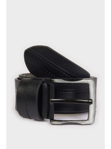 DEFACTO Men's Rectangular Buckle Faux Leather Classic Belt