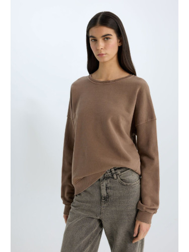 DEFACTO Oversize Wide Fit Crew Neck Basic Plain Sweatshirt