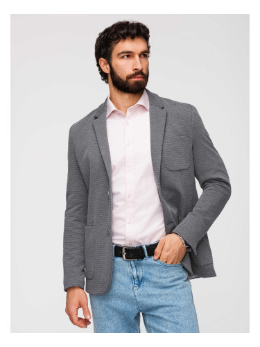 Ombre Elegant fitted men's structured knit blazer- graphite