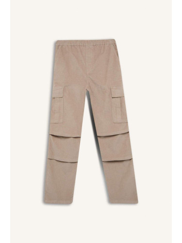 DEFACTO DFC - Corduroy Trousers Wide Leg Cargo Pocket Straight Leg