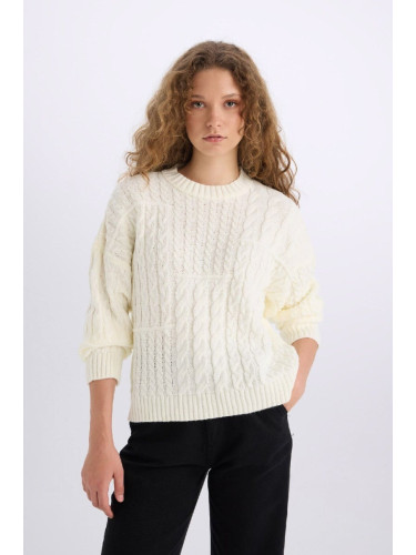 DEFACTO Coool Oversize Wide Pattern Crew Neck Knitwear Sweater