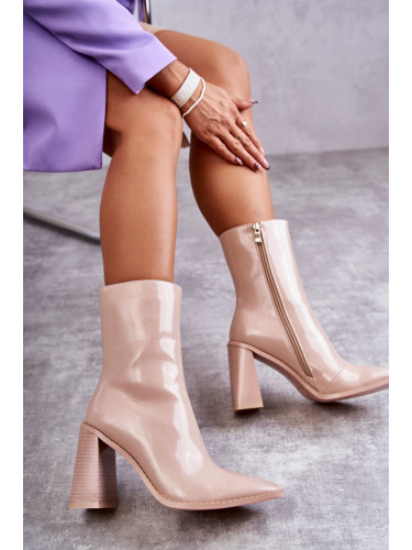 Boto Дамски лачени боти бежови Margit