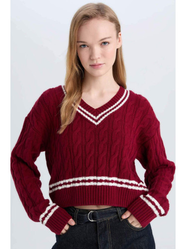 DEFACTO Coool Regular Fit V-Neck Knitwear Sweater