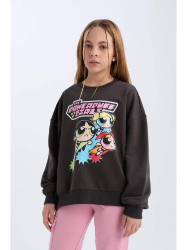 DEFACTO Girl's Powerpuff Girls Oversize Wide Fit Crew Neck Sweatshirt