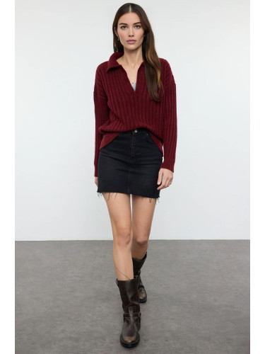 Trendyol Claret Red Soft Texture Polo Neck Knitwear Sweater