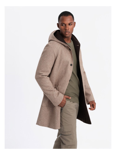 Ombre Melange long men's hooded coat - beige