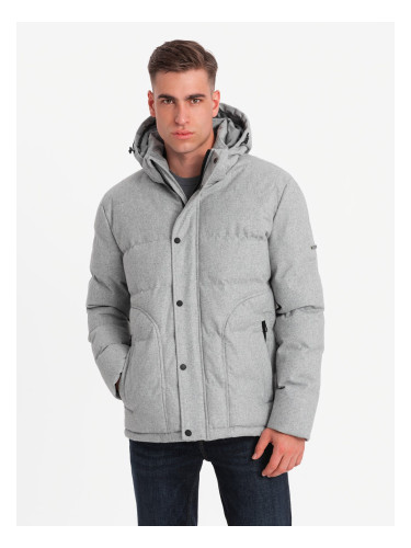 Ombre Men's lightweight jacket with mesh lining and hood - grey