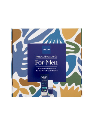 Weleda For Men Подаръчен комплект душ гел For Men Active Fresh 3в1 200 ml + ролон For Men 24h Deo Roll-On 50 ml увредена кутия