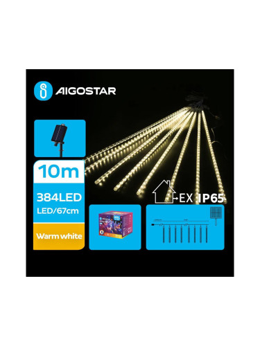 Aigostar - LED соларен коледен гирлянд 384 LED, 13м, IP65, топла бяла