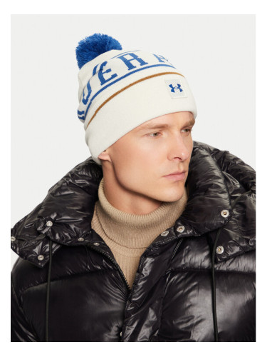 Under Armour Шапка M Halftime Pom Beanie 1386634-110 Бял