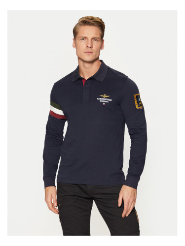 Aeronautica Militare Тениска с яка и копчета 242PO1816J558 Тъмносин Regular Fit