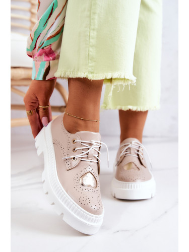 Boto Кожени обувки със сърца бежови Curtis